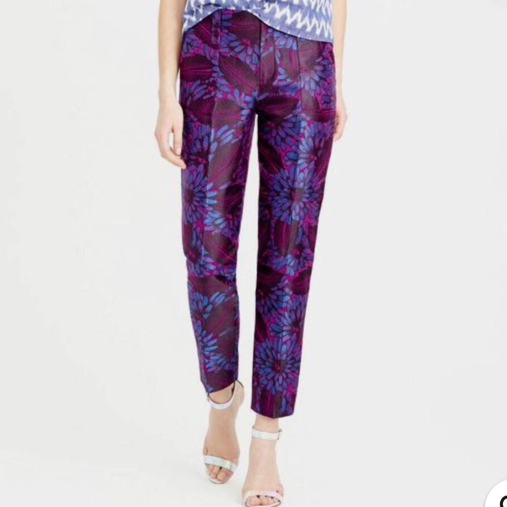 J. Crew Vibrant Floral Ankle Pants in Purple and Blue